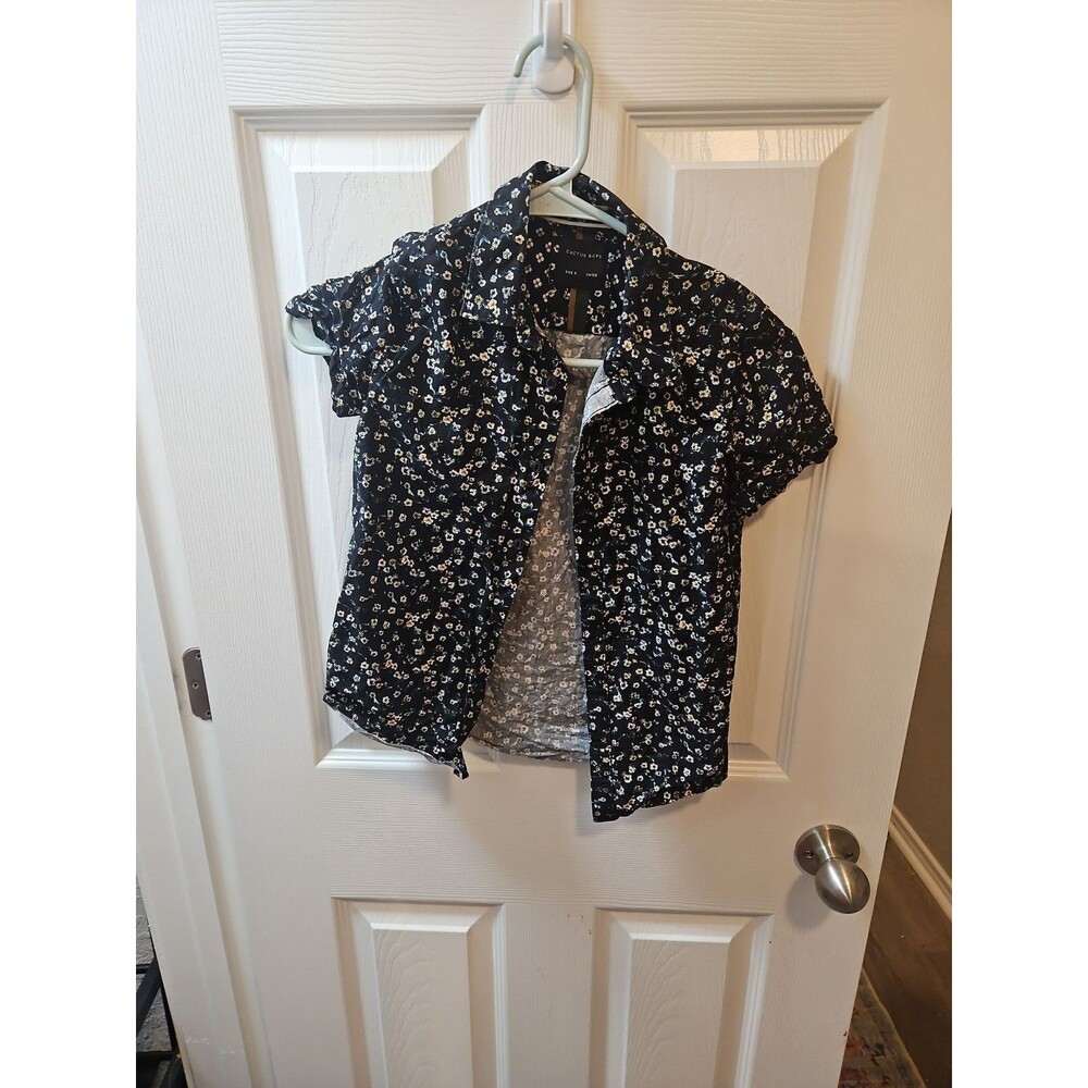 Cactus Boys Floral Print Short Sleeve Button-Down Shirt Size Boys 8